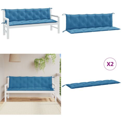 Cuscini Panca Giardino 2pz Blu Mélange 180x50x7 cm Tessuto - Cuscino da patio - Cuscino per panca