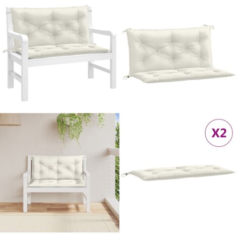 Cuscini Panca Giardino 2pz Crema Mélange 100x50x7cm Tessuto - Cuscini da patio - Cuscini per panca
