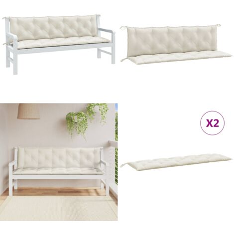 Cuscini Panca Giardino 2pz Crema Mélange 180x50x7 cm Tessuto - Cuscino da patio - Cuscino per panca