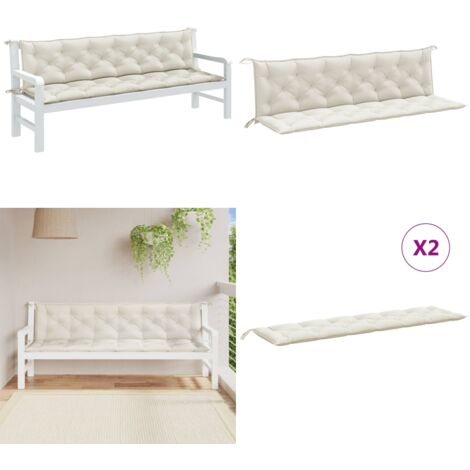 Cuscini Panca Giardino 2pz Crema Mélange 200x50x7 cm Tessuto - Cuscino da patio - Cuscino per panca