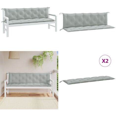 Cuscini Panca Giardino 2pz Grigio Chiaro Mélange 180x50x7 cm - Cuscini da patio - Cuscini per panca