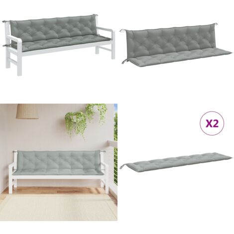 Cuscini Panca Giardino 2pz Grigio Chiaro Mélange 200x50x7 cm - Cuscino da patio - Cuscino da esterno