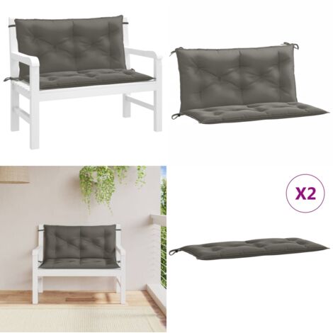 Cuscini Panca Giardino 2pz Grigio Scuro Mélange 100x50x7 cm - Cuscino da patio - Cuscino per panca