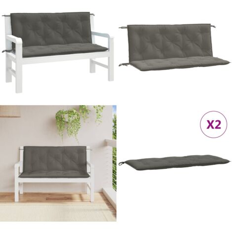 Cuscini Panca Giardino 2pz Grigio Scuro Mélange 120x50x7 cm - Cuscino da patio - Cuscino per panca