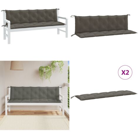 Cuscini Panca Giardino 2pz Grigio Scuro Mélange 180x50x7 cm - Cuscino da patio - Cuscino per panca
