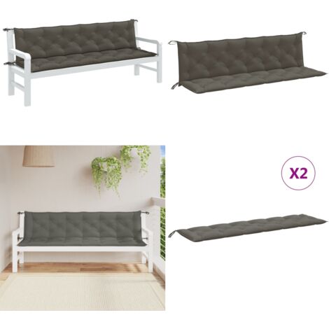 Cuscini Panca Giardino 2pz Grigio Scuro Mélange 200x50x7 cm - Cuscino da patio - Cuscino per panca