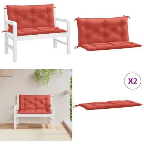 Cuscini Panca Giardino 2pz Rosso Mélange 100x50x7cm Tessuto - Cuscino da patio - Cuscino per panca