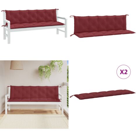 Cuscini Panca Giardino 2pz Rosso Vino Mélange 180x50x7 cm - Cuscini da patio - Cuscini per panca