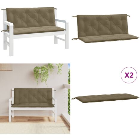 Cuscini Panca Giardino 2pz Tortora Mélange 120x50x7 cm Tessuto - Cuscino da patio - Cuscino per panca
