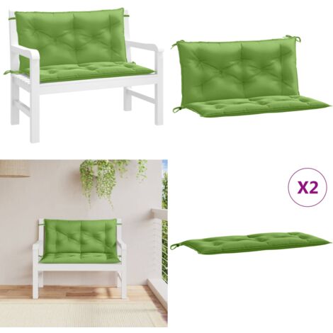 Cuscini Panca Giardino 2pz Verde Mélange 100x50x7cm Tessuto - Cuscini per panca - Cuscini da esterno