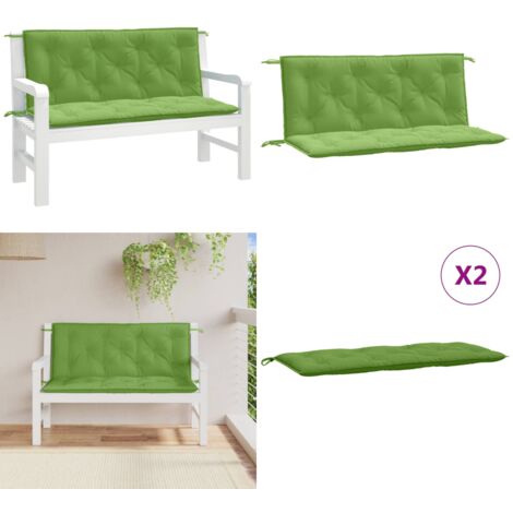 Cuscini Panca Giardino 2pz Verde Mélange 120x50x7 cm Tessuto - Cuscino da patio - Cuscino per panca
