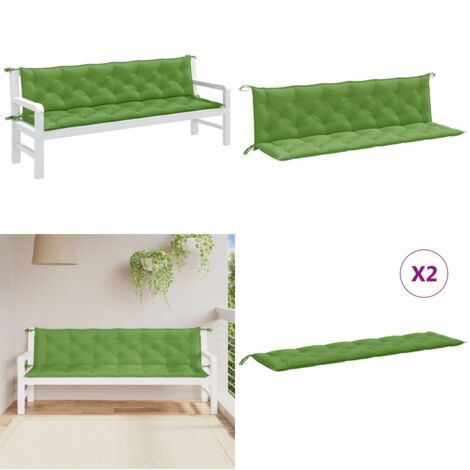 Cuscini Panca Giardino 2pz Verde Mélange 200x50x7 cm Tessuto - Cuscino da patio - Cuscino per panca