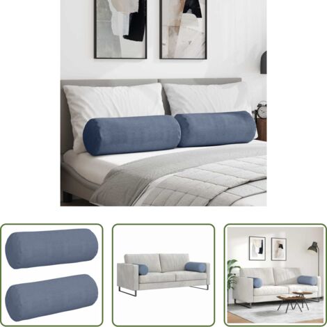 Cuscini per casa -  Cuscini a rullo 2 pcs Blu Ø 25 x 70 cm Tessuto in Cords