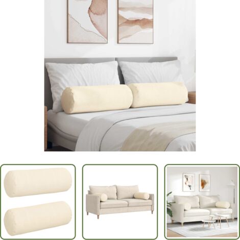 Cuscini per casa -  Cuscini a rullo 2 pcs Crema Ø 25 x 70 cm Tessuto in Cords