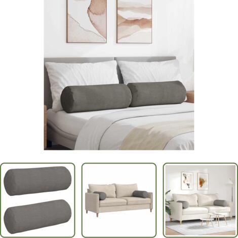Cuscini per casa -  Cuscini a rullo 2 pcs Grigio chiaro Ø 25 x 70 cm