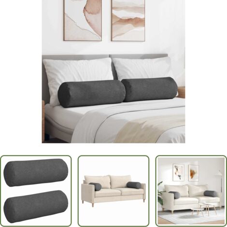Cuscini per casa -  Cuscini a rullo 2 pcs Grigio scuro Ø 25 x 70 cm