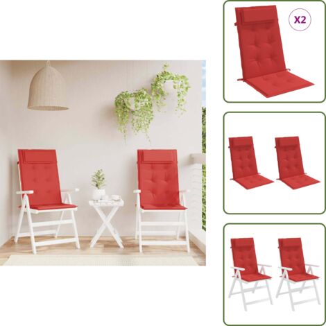 Cuscini per casa - vidaXL Cuscini per Sedia con Schienale Alto 2 pz Rosso Tessuto Oxford - Cuscini per ufficio