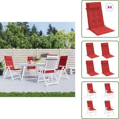 Cuscini per casa - vidaXL Cuscini per Sedia con Schienale Alto 4 pz Rosso Tessuto Oxford - Cuscini per ufficio