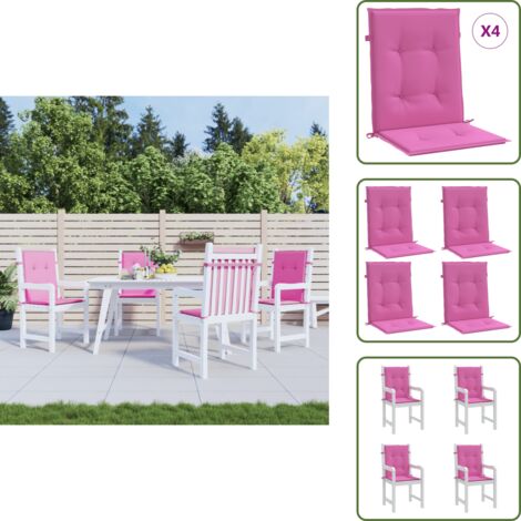 Cuscini per casa - vidaXL Cuscini per Sedia con Schienale Basso 4 pz Rosa in Tessuto - Cuscini per ufficio