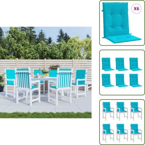 Cuscini per casa - vidaXL Cuscini per Sedia con Schienale Basso 6 pz Turchese in Tessuto - Cuscini per ufficio