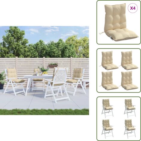 Cuscini per casa - vidaXL Cuscini per Sedia Schienale Basso 4 pz Beige in Tessuto Oxford - Cuscini per ufficio