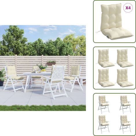 Cuscini per casa - vidaXL Cuscini per Sedia Schienale Basso 4 pz Crema in Tessuto Oxford - Cuscini per ufficio