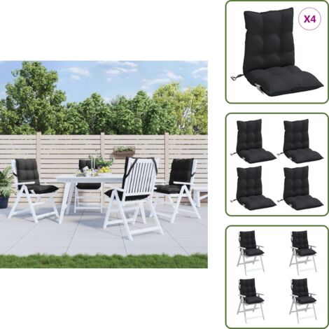 Cuscini per casa - vidaXL Cuscini per Sedia Schienale Basso 4 pz Neri in Tessuto Oxford - Cuscini per ufficio