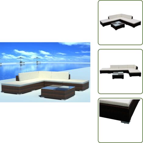 Cuscini per divani - vidaXL Set Divani da Giardino 6 pz con Cuscini in Polyrattan Marrone - Divano angolare