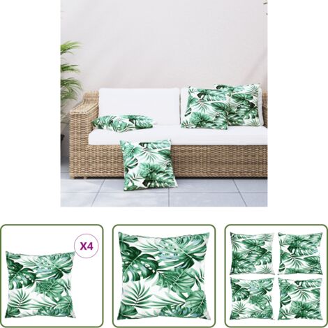 Cuscini per divano -  Cuscini per Divano 4 pz Motivo a Foglie 40x40 cm in Tessuto