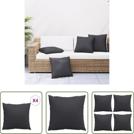 Cuscini per divano -  Cuscini per Divano 4 pz Neri 60x60 cm in Tessuto
