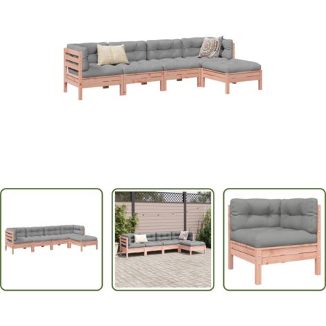 Cuscini per divano -  Set Divani Giardino 5 pz Cuscini Legno Massello Abete Douglas