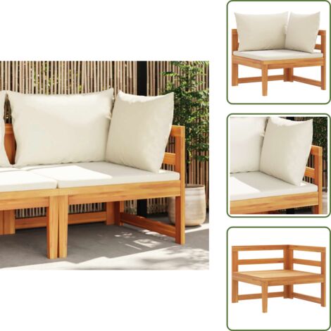 Cuscini per divano - vidaXL Divano Angolare con Cuscini Bianco Crema in Massello di Acacia - Divano in acacia