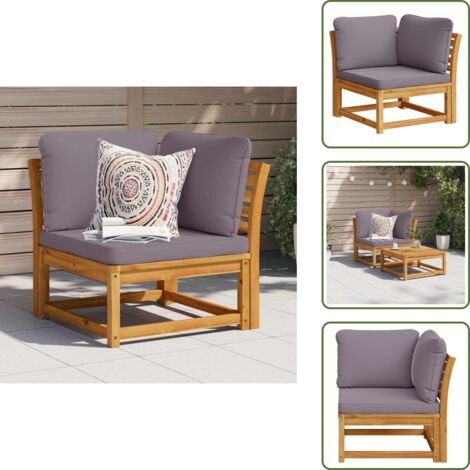 Cuscini per divano - vidaXL Divano Angolare Giardino con Cuscini 73x73x65cm Massello Acacia - Divano da esterno