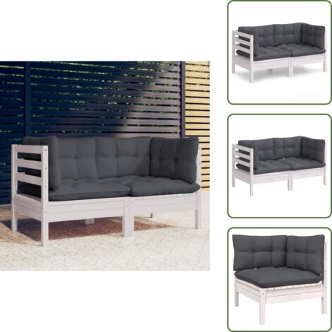 Cuscini per divano - vidaXL Divano da Giardino 2 Posti con Cuscini Antracite Legno di Pino - Design modulare