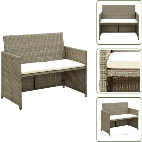 Cuscini per divano - vidaXL Divano da Giardino a 2 Posti con Cuscini Beige in Polyrattan - Divano da patio
