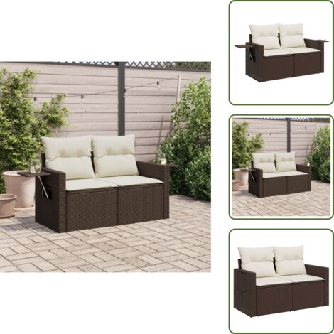 Cuscini per divano - vidaXL Divano da Giardino a 2 Posti con Cuscini in Polyrattan Marrone - Seduta esterna