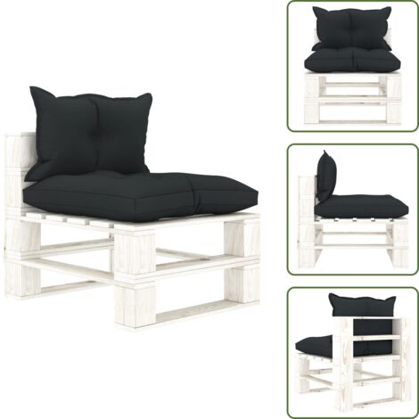 Cuscini per divano - vidaXL Poltrona Centrale da Giardino Pallet Cuscini Antracite in Legno - Arredamento da giardino