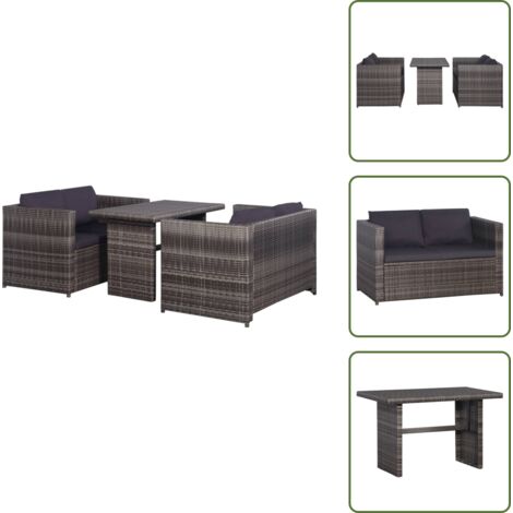 Cuscini per divano - vidaXL Set da Bistrot 3 pz con Cuscini in Polyrattan Grigio - Tavolo da pranzo esterno
