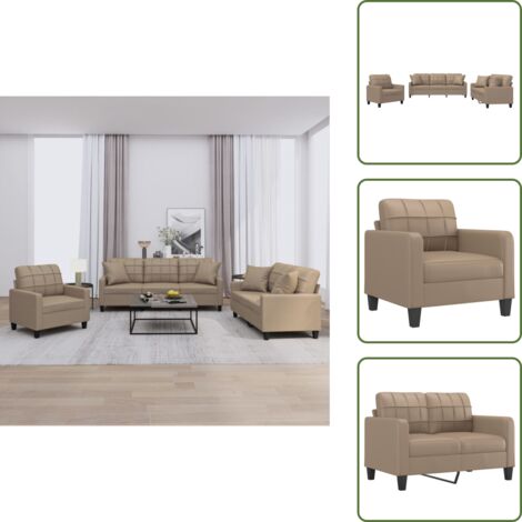 Cuscini per divano - vidaXL Set di Divani 3 pz con Cuscini Cappuccino in Similpelle - Divano cappuccino