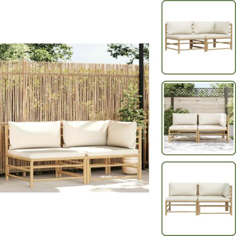 Cuscini per divano - vidaXL Set Divani da Giardino 2 pz con Cuscini Bianco Crema in Bambù - Divano da esterno
