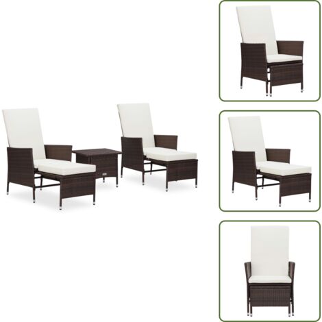 Cuscini per divano - vidaXL Set Divani da Giardino 3 pz con Cuscini in Polyrattan Marrone - Poltrona con cuscino