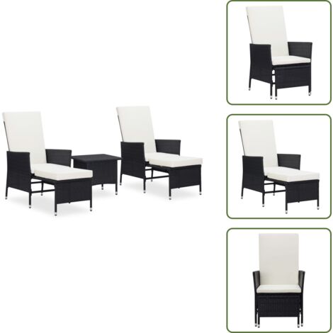 Cuscini per divano - vidaXL Set Divani da Giardino 3 pz con Cuscini in Polyrattan Nero - Poltrona esterna