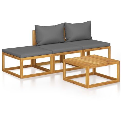 Cuscini per divano - vidaXL Set Divani da Giardino 4 pz con Cuscini in Massello di Acacia - Tavolino da giardino