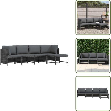 Cuscini per divano - vidaXL Set Divani da Giardino 4 pz con Cuscini in Polyrattan Grigio - Rattan PE