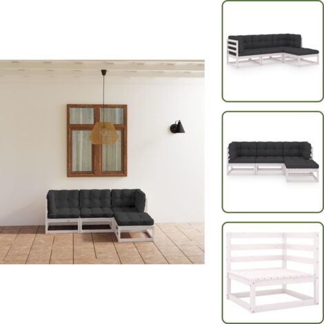 Cuscini per divano - vidaXL Set Divani da Giardino 4 pz con Cuscini Legno Massello Pino - Divano da esterno