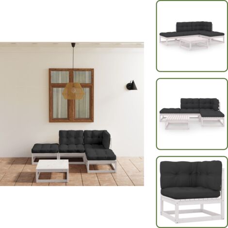 Cuscini per divano - vidaXL Set Divani da Giardino 5 pz con Cuscini Legno Massello Pino - Arredamento da esterno