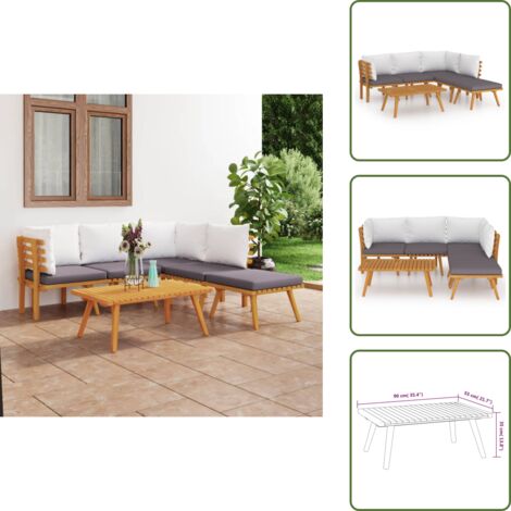 Cuscini per divano - vidaXL Set Divani da Giardino 6 pz con Cuscini in Massello di Acacia - Divano in acacia