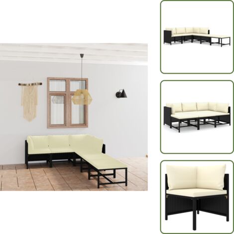 Cuscini per divano - vidaXL Set Divani da Giardino 6 pz con Cuscini in Polyrattan Nero - Polyrattan