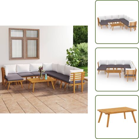 Cuscini per divano - vidaXL Set Divani da Giardino 9 pz con Cuscini in Massello di Acacia - Divano in acacia