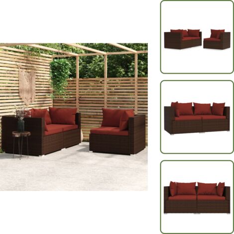 Cuscini per divano - vidaXL Set Divani da Giardino con Cuscini 3 pz in Polyrattan Marrone - Arredamento da esterno